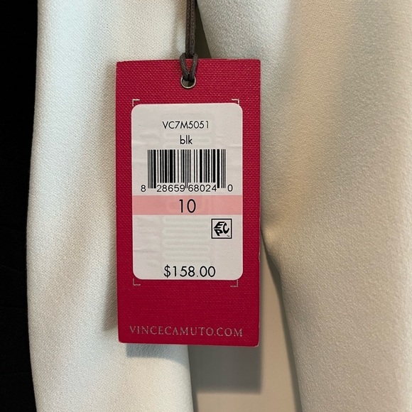 Vince Camuto Black and White Long Sleeve  Color block Side Panel Dress Size 10 - Picture 7 of 7